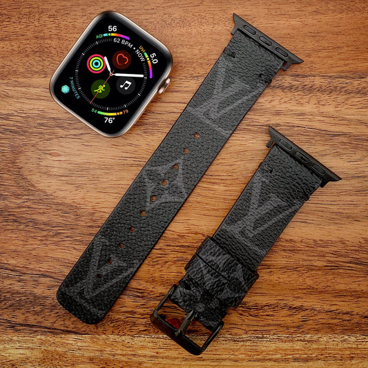 LV Classic Logo Graphite Apple Watch Band