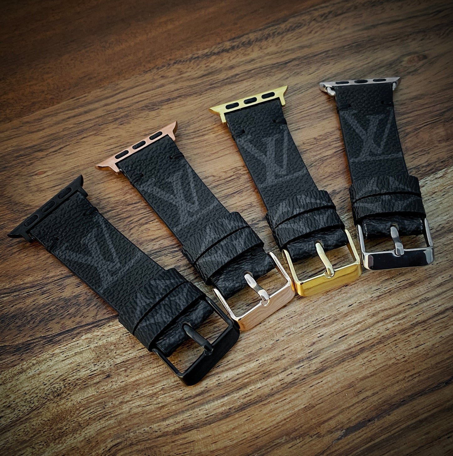 LV Classic Logo Graphite Apple Watch Band