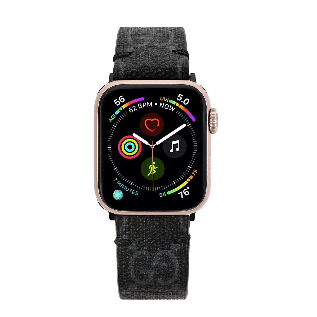 Handmade Upcycled GG Apple Watch Band - Graphite