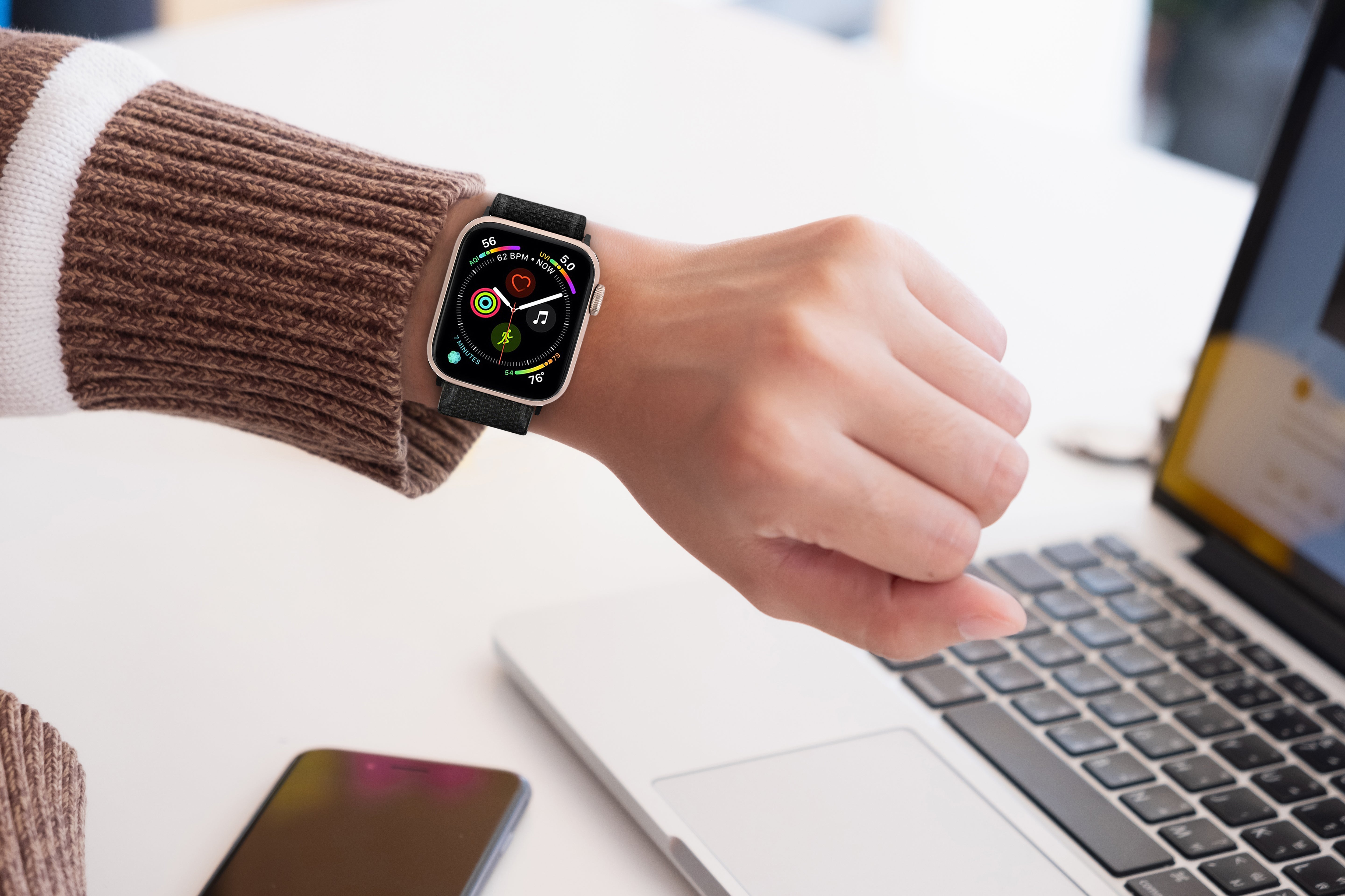 Handmade Upcycled GG Apple Watch Band - Graphite