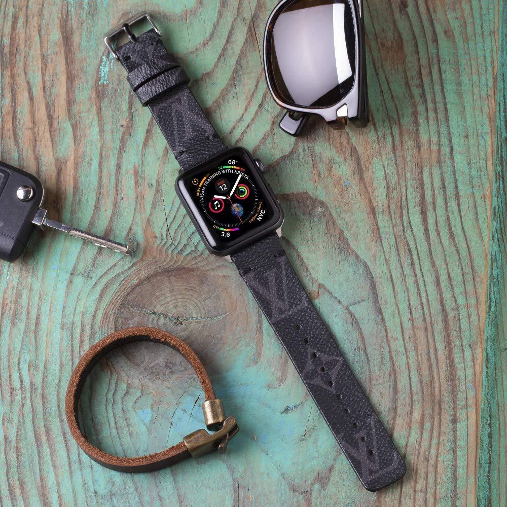 LV Classic Logo Graphite Apple Watch Band