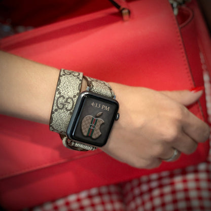 LAST ONE! Classic GG Logo Double Wrap Apple Watch Band