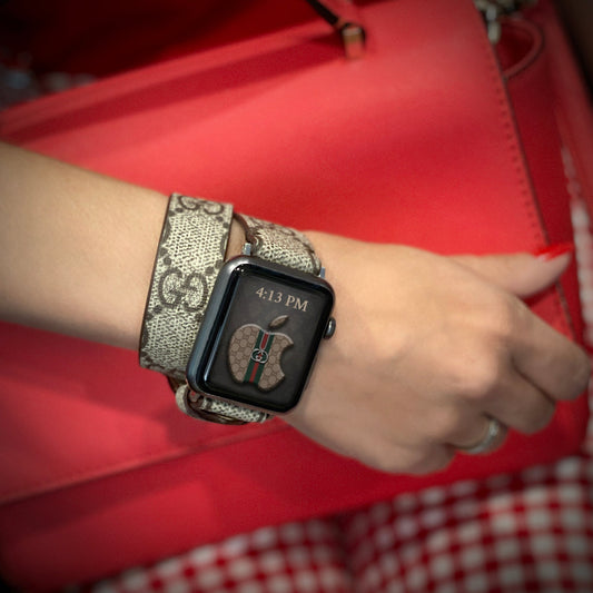 LAST ONE! Classic GG Logo Double Wrap Apple Watch Band