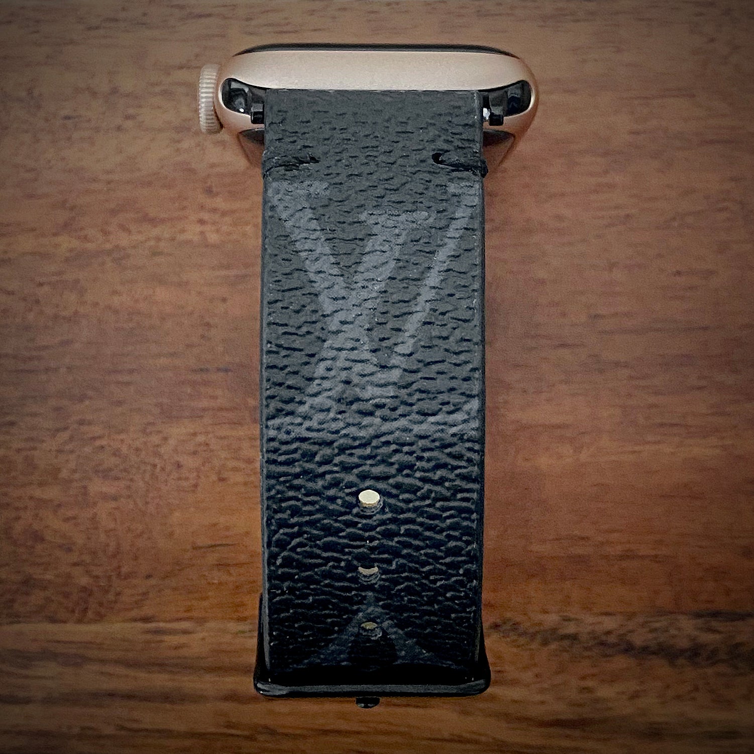 Handmade Upcycled LV Classic Logo Apple Watch Band - Graphite