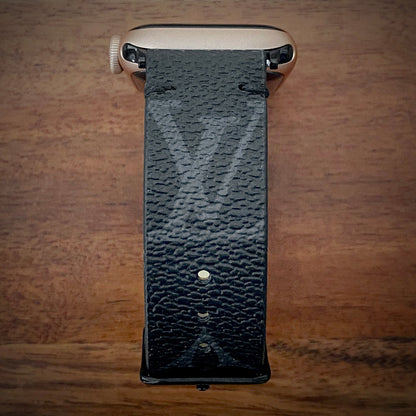 LV Classic Logo Graphite Apple Watch Band