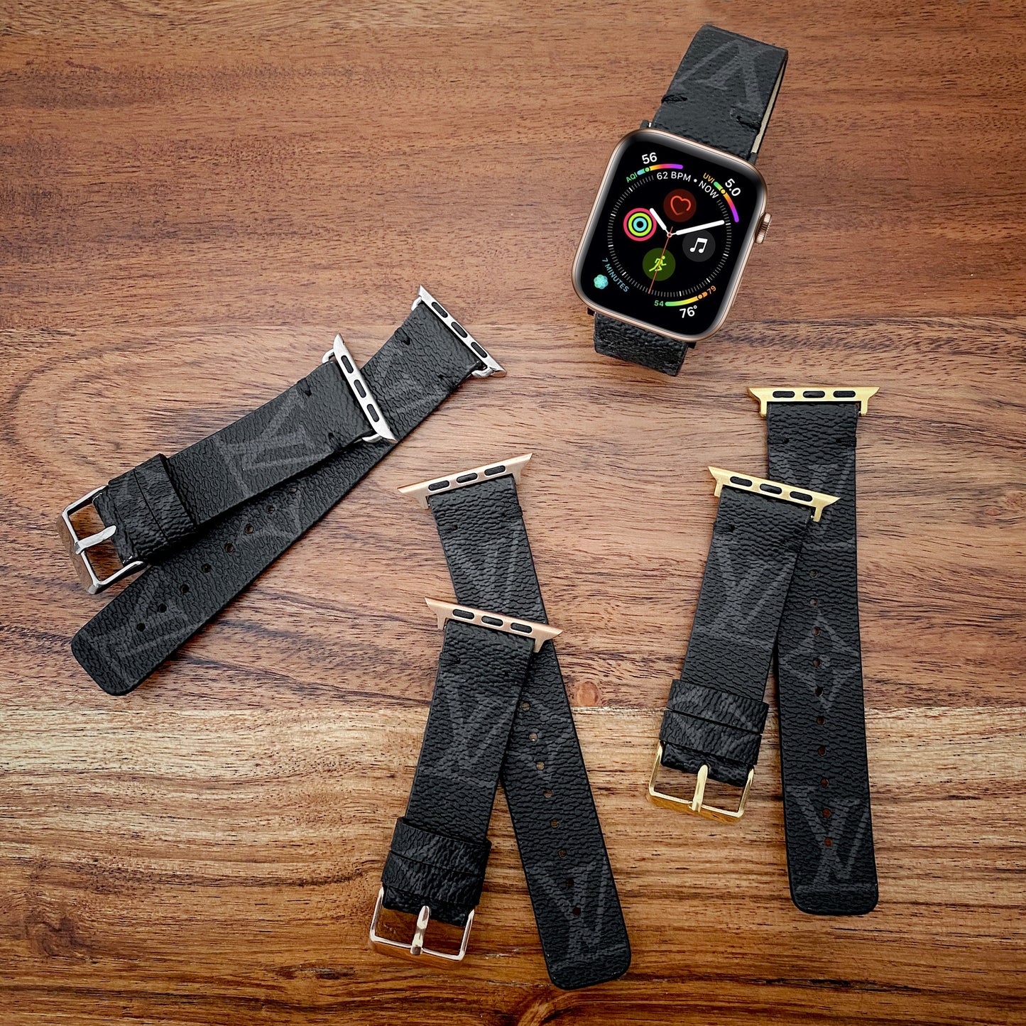 LV Classic Logo Graphite Apple Watch Band