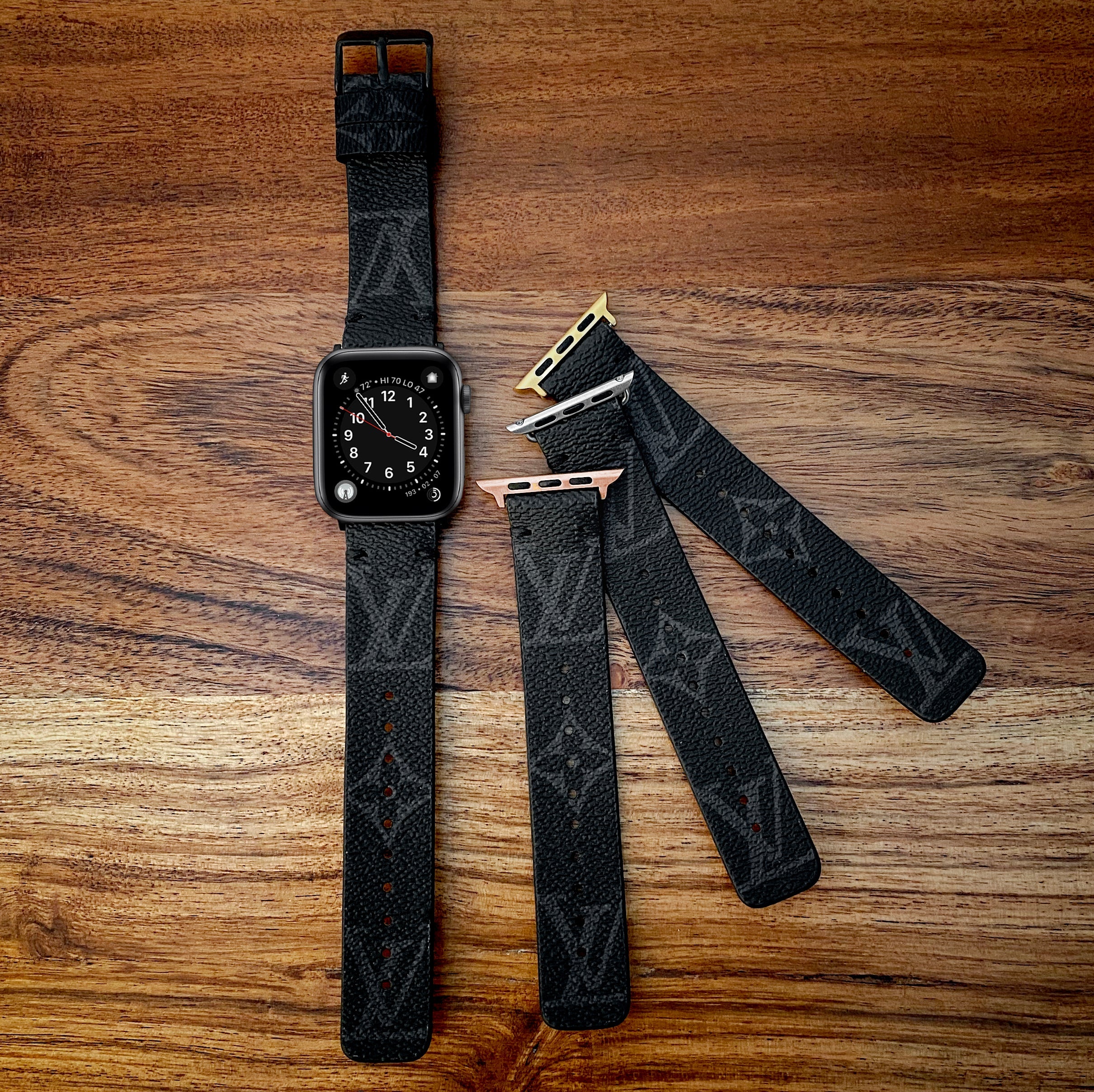 Handmade Upcycled LV Classic Logo Apple Watch Band - Graphite