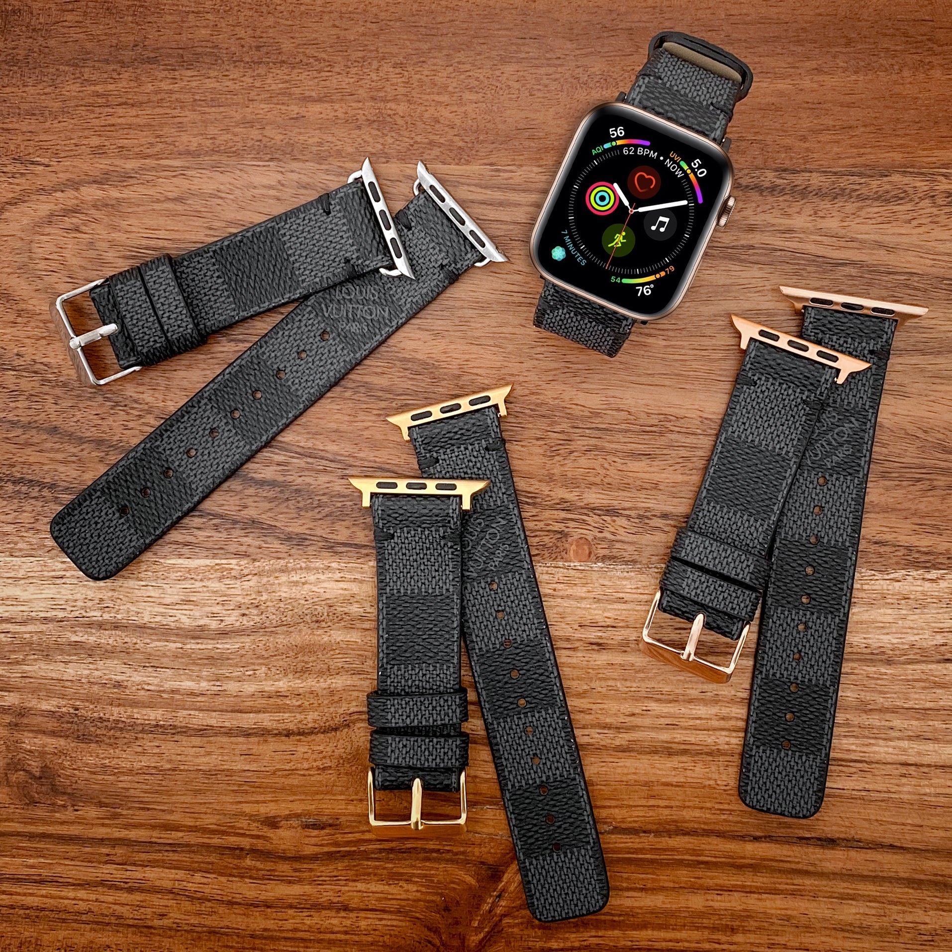 Handmade Upcycled LV Damier Apple Watch Band - Graphite