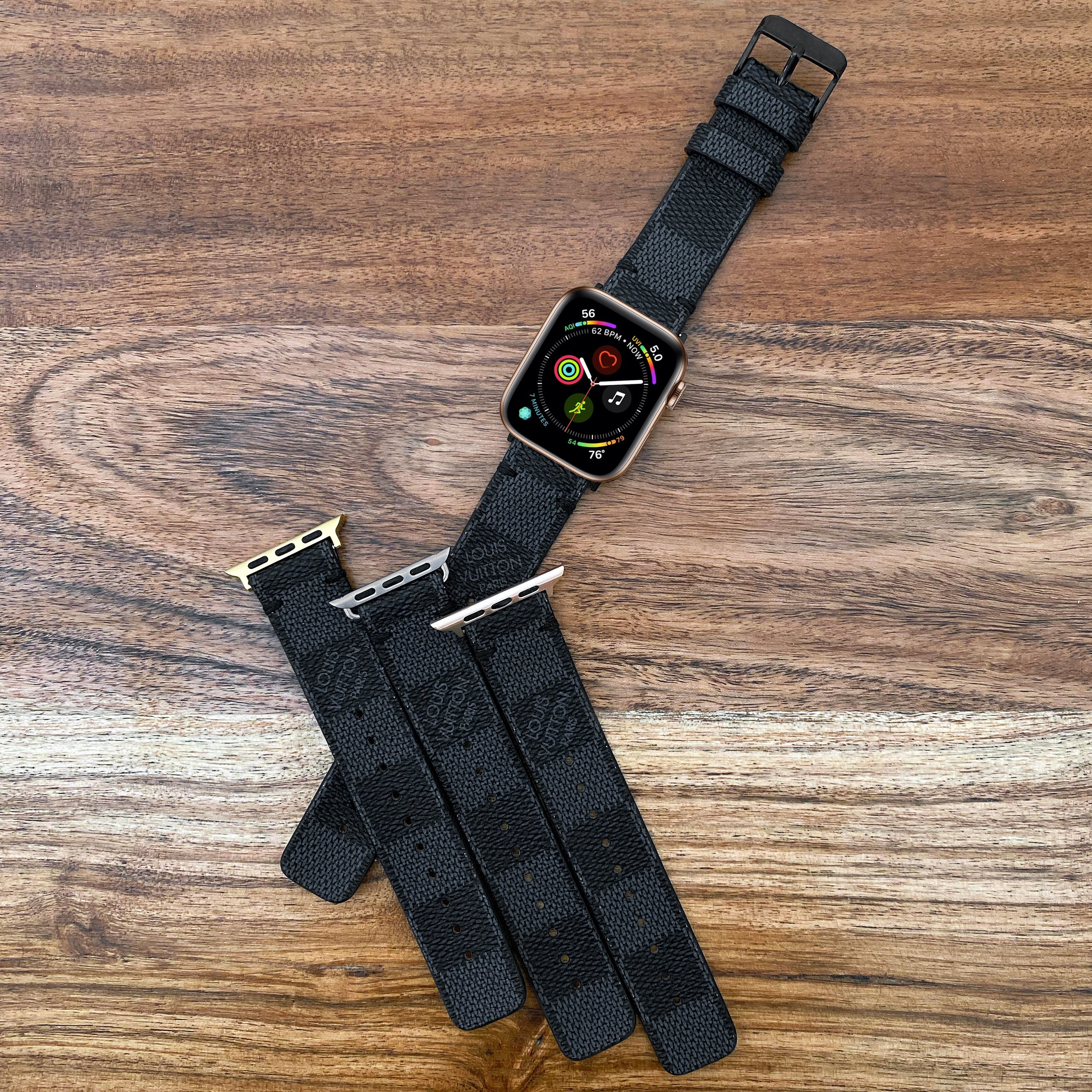 Handmade Upcycled LV Damier Apple Watch Band - Graphite
