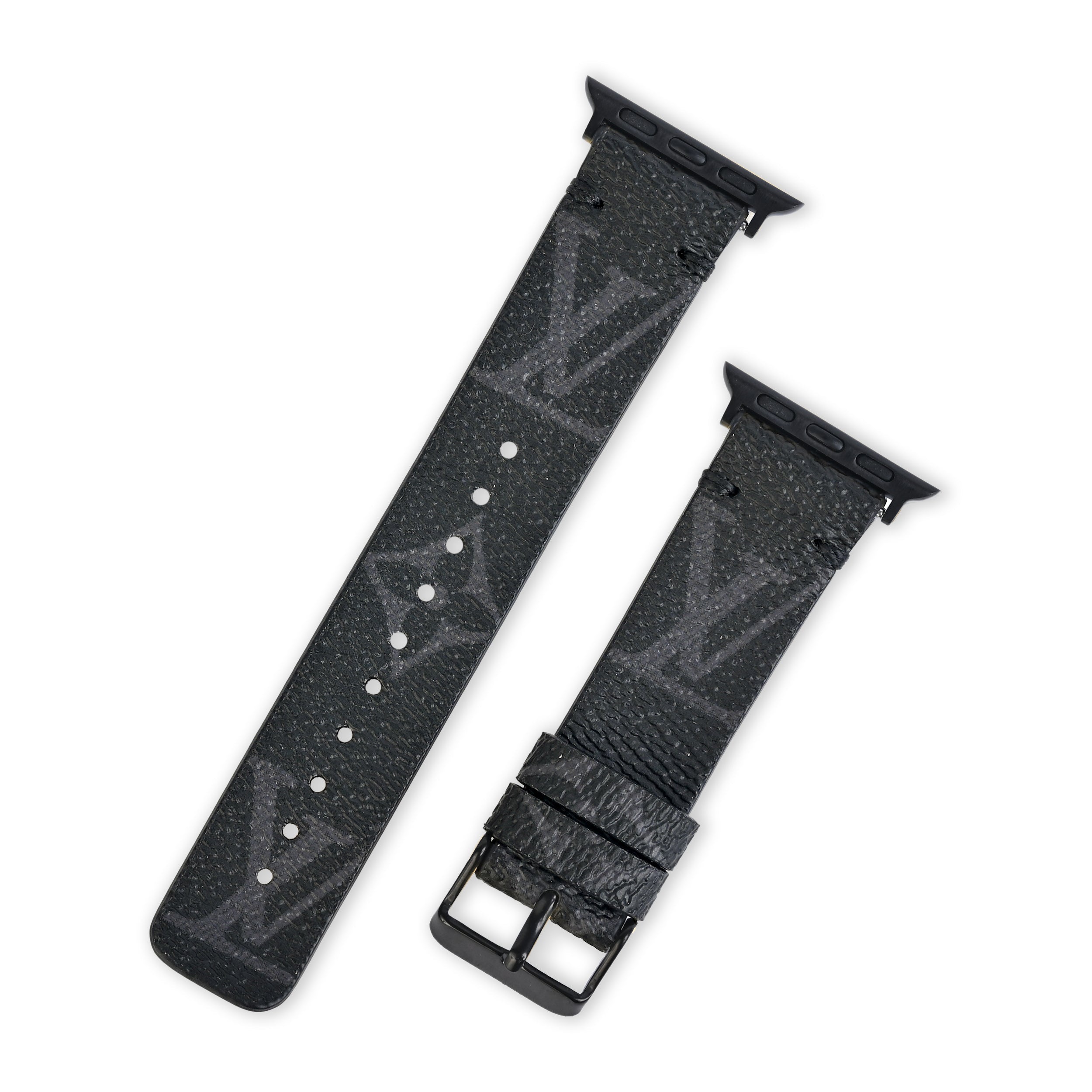 Handmade Upcycled LV Classic Logo Apple Watch Band - Graphite
