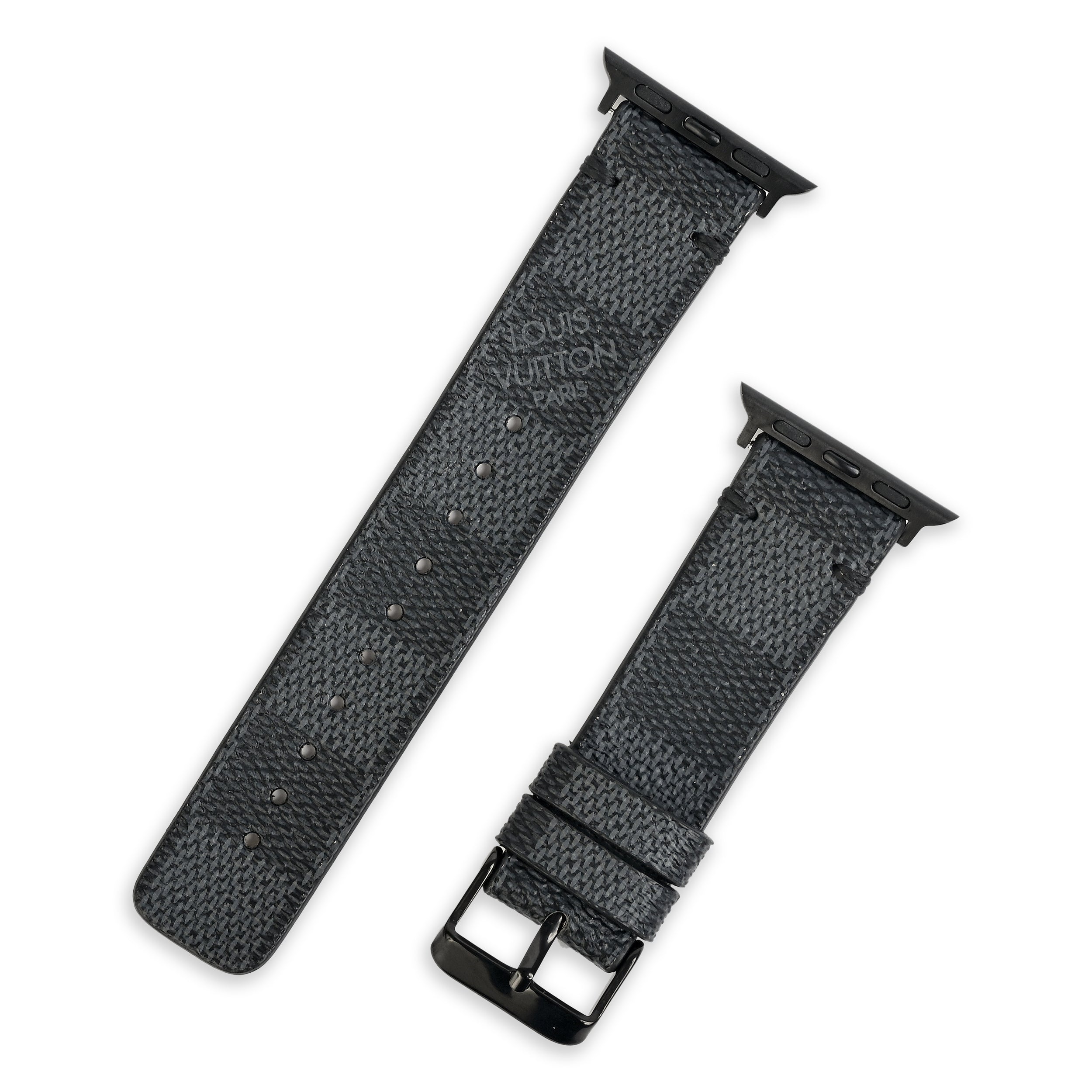Handmade Upcycled LV Damier Apple Watch Band - Graphite